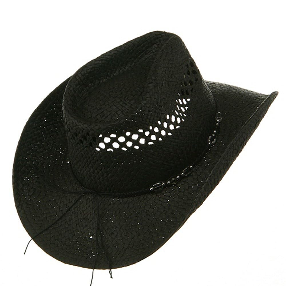 MG Womens Straw Outback Toyo Cowboy Hat, Black