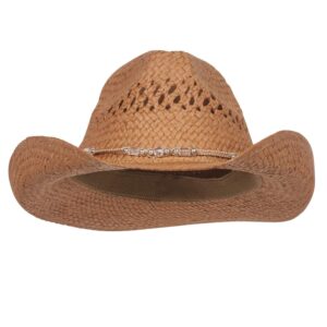 MG Womens Straw Outback Toyo Cowboy Hat, Brown