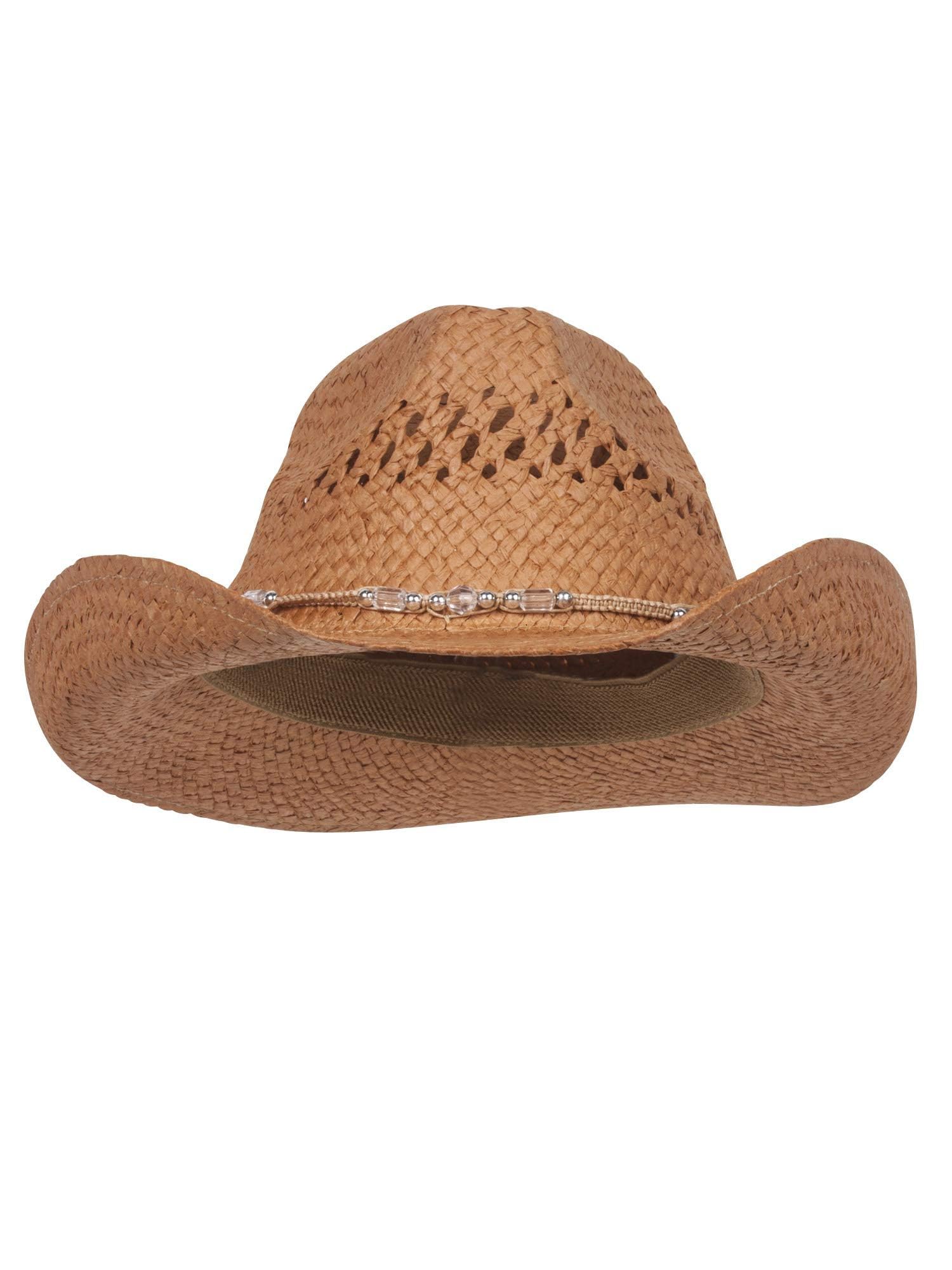 MG Womens Straw Outback Toyo Cowboy Hat, Brown