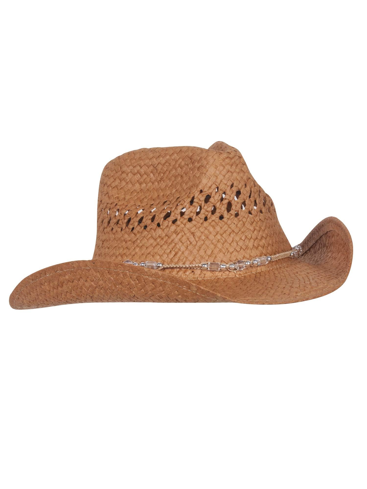 MG Womens Straw Outback Toyo Cowboy Hat, Brown