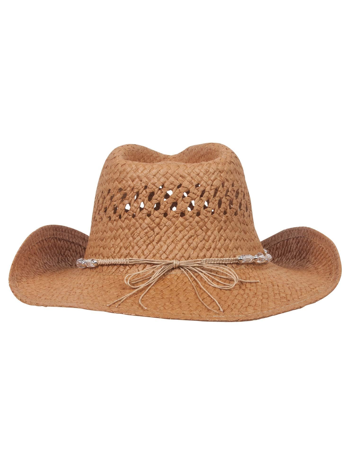 MG Womens Straw Outback Toyo Cowboy Hat, Brown