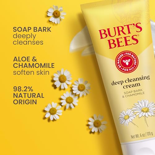 Burt's Bees Deep Cleansing Cream with Soap Bark and Chamomile, 98.9% Natural Origin, 6 Ounces