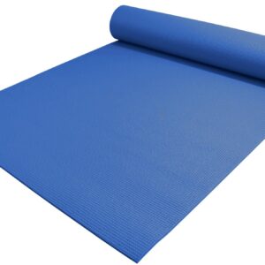 YogaAccessories 1/4" Thick High Density Deluxe Non Slip Exercise Pilates & Yoga Mat (Dark Blue)