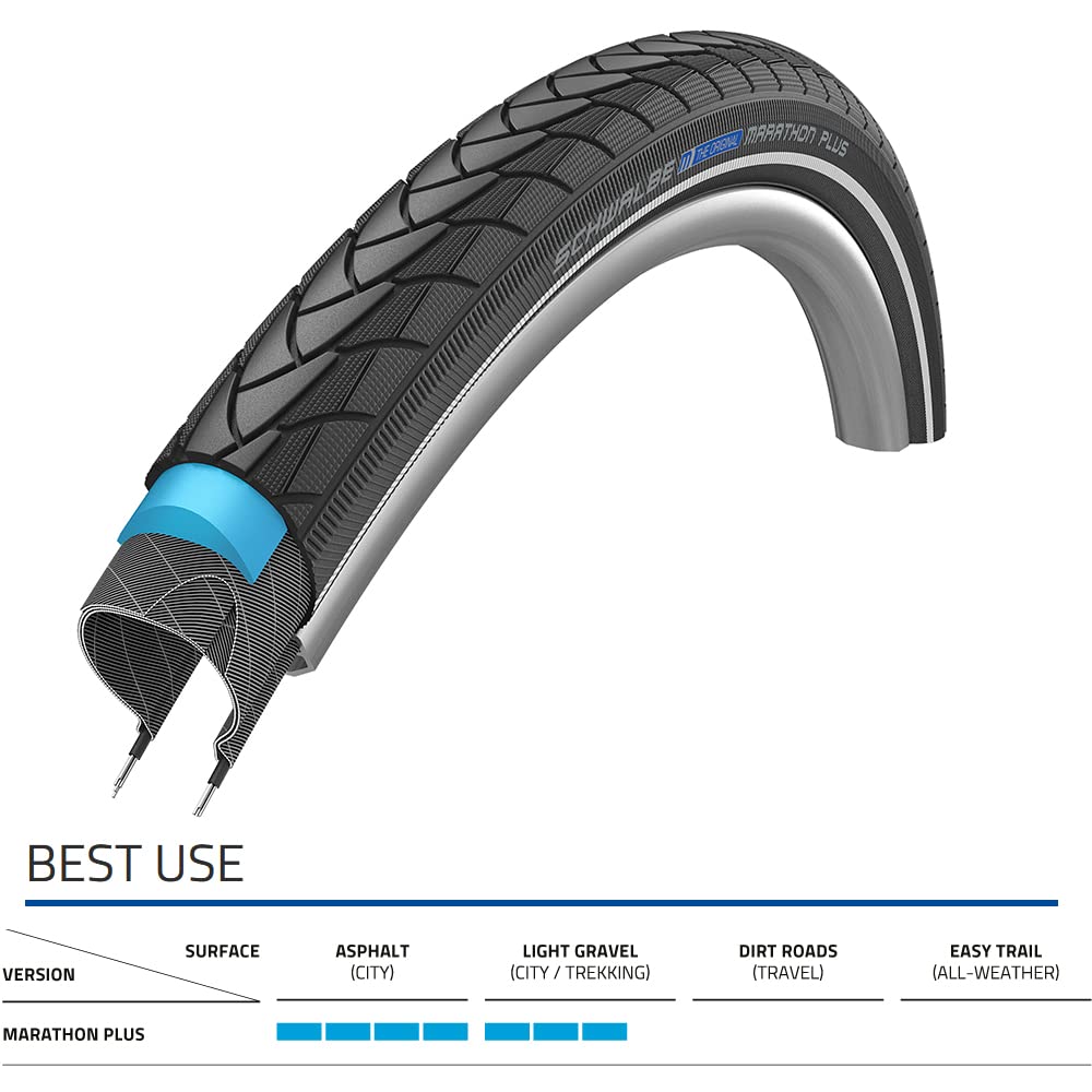 Schwalbe Marathon Plus RLX 26x1.35 Bicycle Tire, Black Wire Beaded