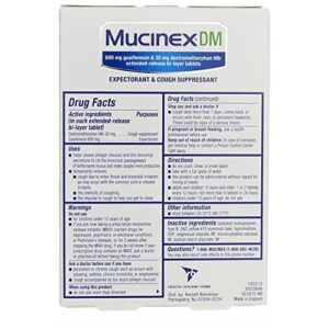 Mucinex DM 12-Hour Expectorant and Cough Suppressant Tablets, 20 Count