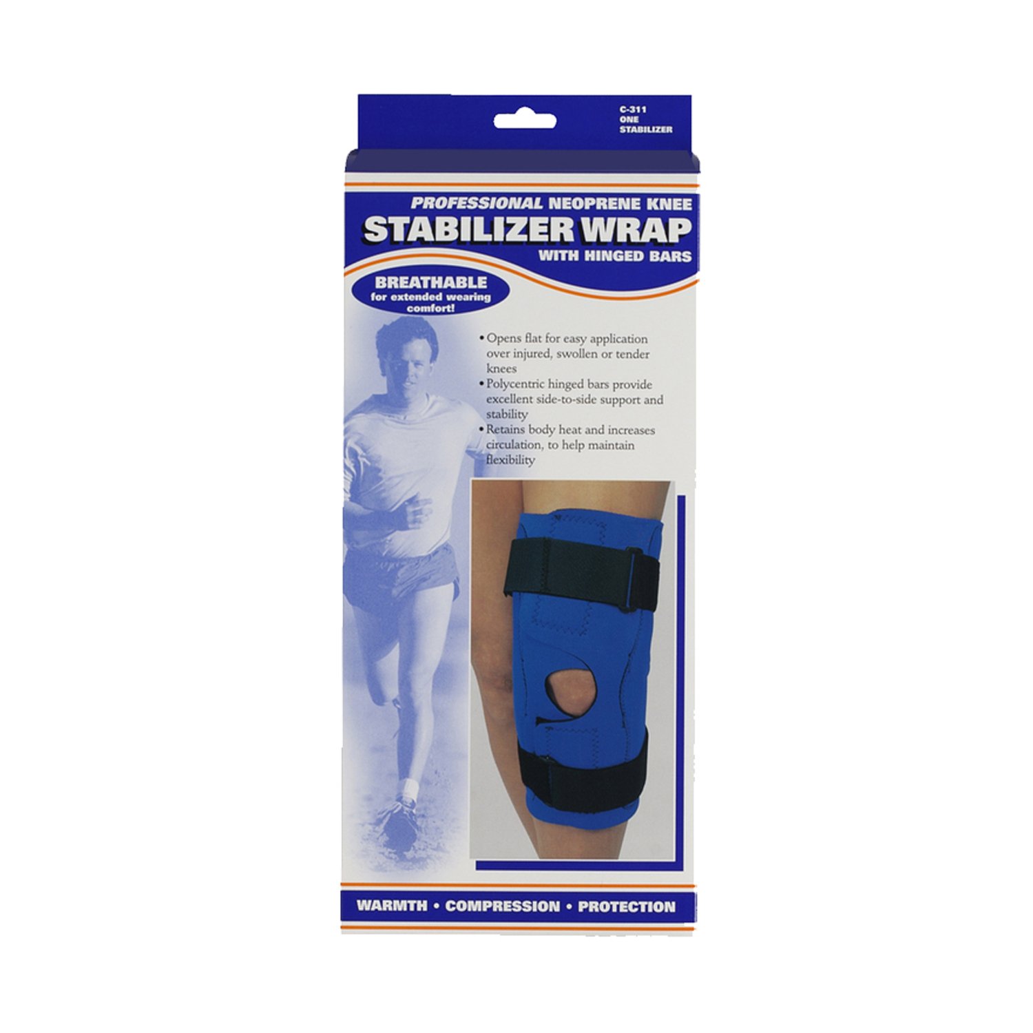 OTC Knee Stabilizer Wrap, Hinged Bars, Neoprene, Black, 4X-Large