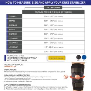 OTC Knee Stabilizer Wrap, Hinged Bars, Neoprene, Black, 4X-Large