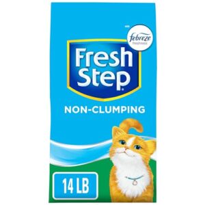 fresh step non-clumping premium cat litter with febreze freshness, scented, multi, 224 ounce (package may vary)