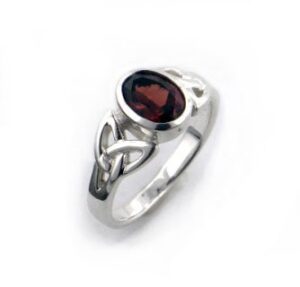 sterling silver celtic knot and genuine red garnet ring size 5(sizes 4,5,6,7,8,9,10,11,12)