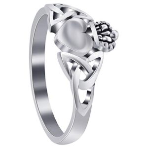 925 sterling silver celtic knot friendship and love heart irish claddagh ring for women size 6