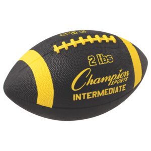 champion sports intermediate size 2lb weighted training football, yellow/black