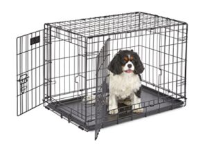 midwest homes for pets newly enhanced double door icrate dog crate, includes leak-proof pan, floor protecting feet, divider panel & new patented features