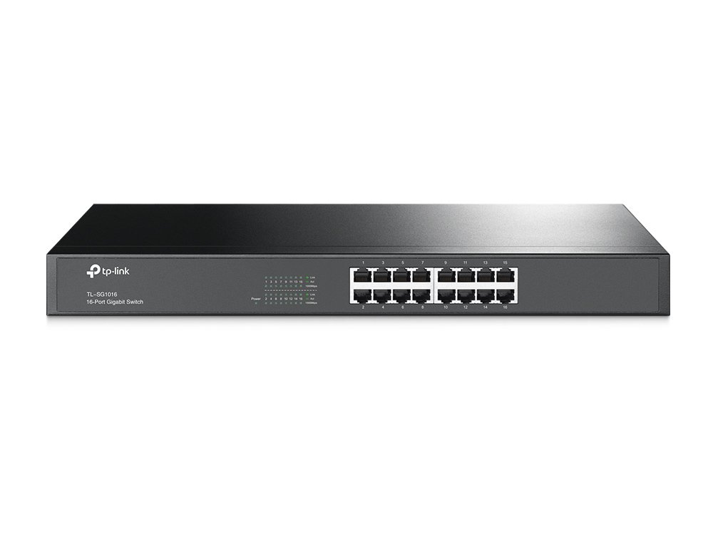 TP-Link 2KA4944 TL-SG1016 10/100/1000Mbps 16-Port Gigabit 19-inch Rackmountable Switch, 32Gbps Capacity