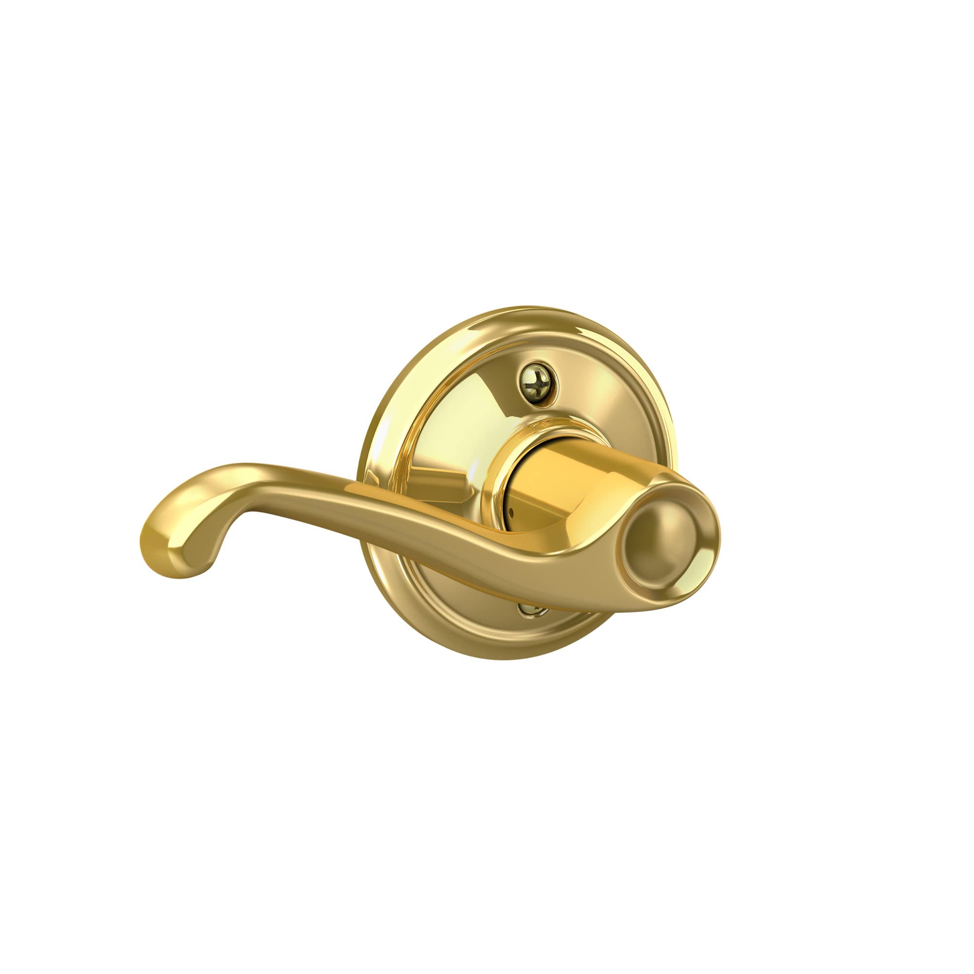 Schlage F10 FLA 605 Flair Door Lever, Hall & Closet Passage Lock, Bright Brass