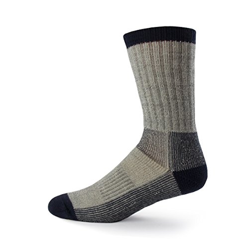 Merino Wool Crew Hiking Sock - Moisture Wicking Sock - Cushioned Sock - Denim Heather - Medium