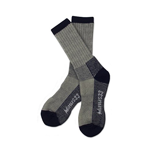 Merino Wool Crew Hiking Sock - Moisture Wicking Sock - Cushioned Sock - Denim Heather - Medium