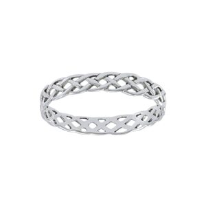 Narrow 4mm Neverending Celtic Knot Sterling Silver Pinky Band Ring Size 7(Sizes 3,4,5,6,7,8,9,10,11,12,13,14,15,16)