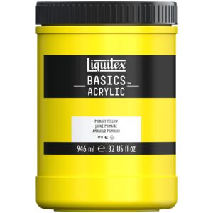 liquitex basics acrylic paint, 946ml (32-oz) jar, primary yellow