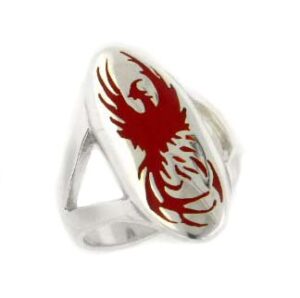 mythical red firebird phoenix rising from the ashes sterling silver ring size 9(sizes 4,5,6,7,8,9,10,11,12,13,14,15)