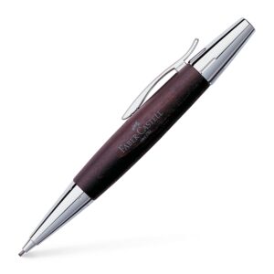 Faber-Castell Design E-Motion Pearwood Polished Chrome Dark Brown Mechanical Pencil 138381