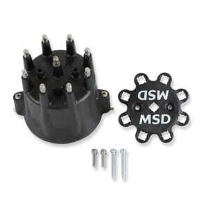 84333 MSD Distributor Cap - V8 - HEI Terminals - Black - Spark Plug Wire Retainer