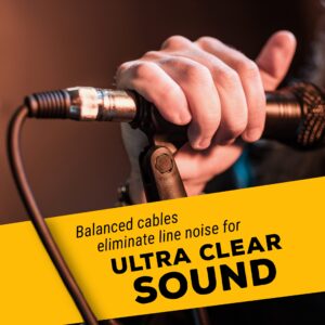 GLS Audio 25ft Mic Cable Patch Cords - XLR Male to XLR Female Black Microphone Cables - 25' Balanced Mike Snake Cord - 5 Pack