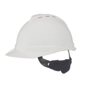 msa 10034018 v-gard 500 cap style safety hard hat with fas-trac iii ratchet suspension | polyethylene shell, superior impact protection, self adjusting crown-straps - standard size in white