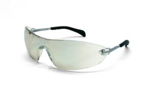 crews s2219 blackjack elite safety glasses with chrome metal temple and indoor/outdoor clear lens