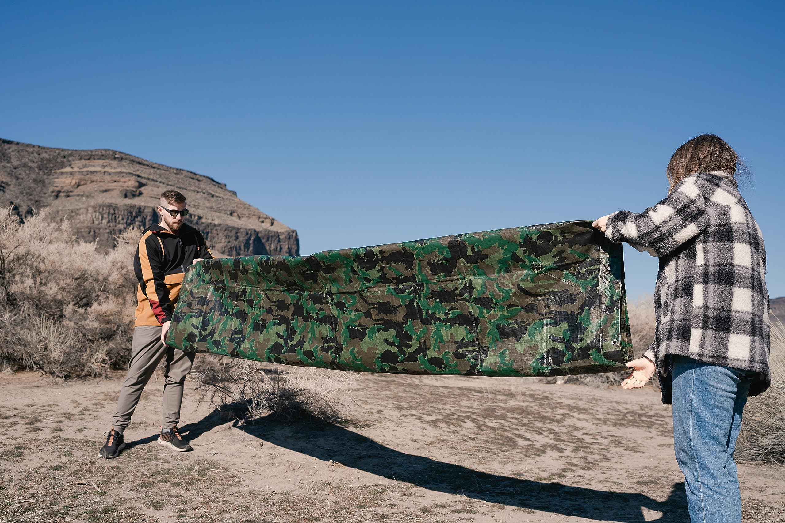 Stansport Medium-Duty Rip-Stop Tarp 10' x 12' - Green Camo (T-1012-C)