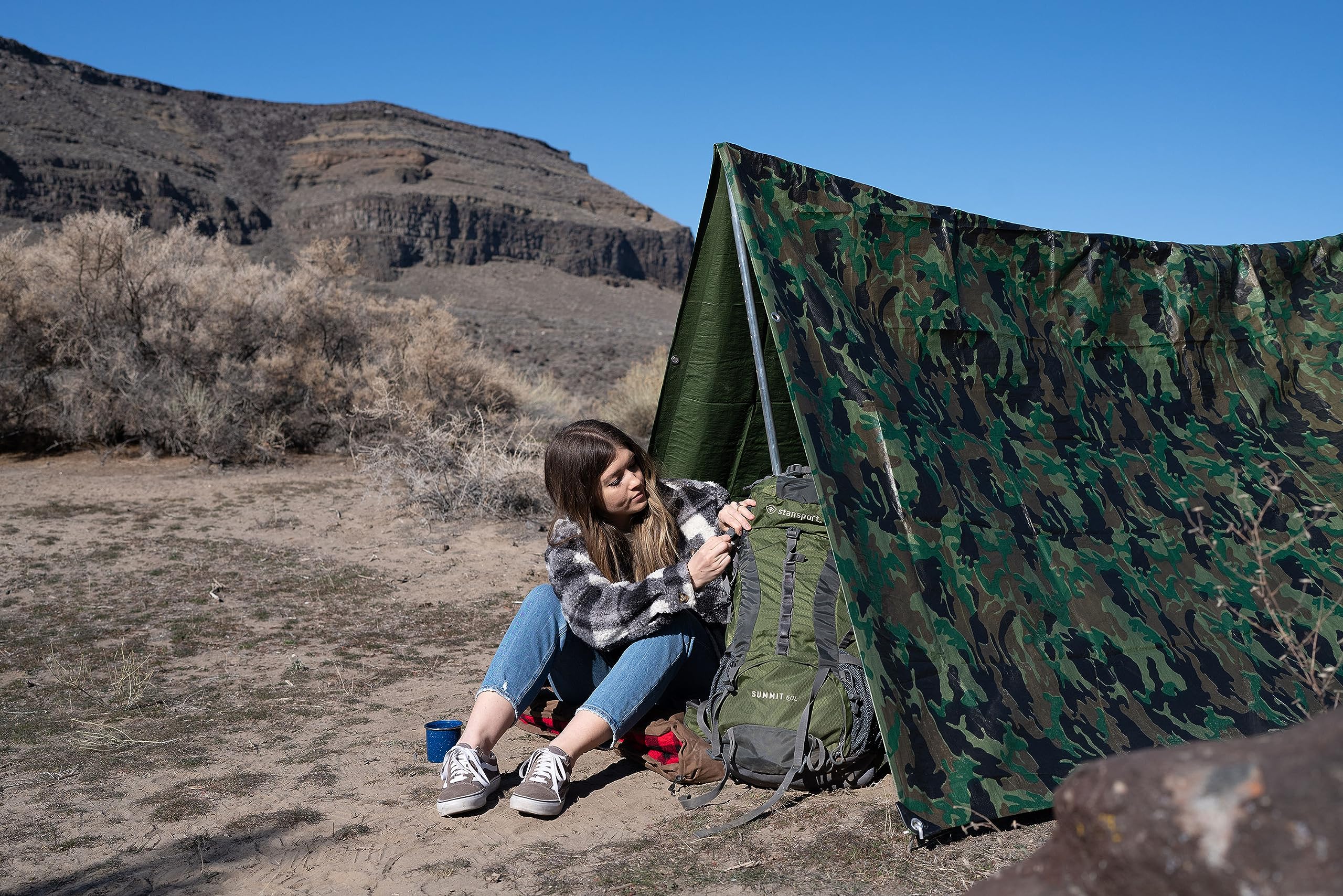 Stansport Medium-Duty Rip-Stop Tarp 10' x 12' - Green Camo (T-1012-C)