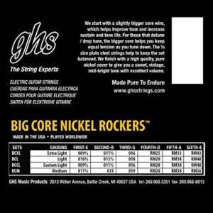 GHS Strings BCL Big Core Nickel Rockers, Pure Nickel Electric Guitar Strings, Light (.010 1/2-.048)