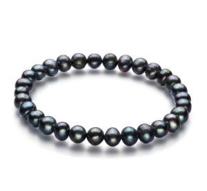 bliss black 6-7mm a quality freshwater cultured pearl bracelet for women-7 in length