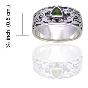 Genuine Green Moldavite Meteor Celtic Knot Dragon Sterling Silver Ring Size 6(Sizes 4,5,6,7,8,9,10,11,12,13,14,15)