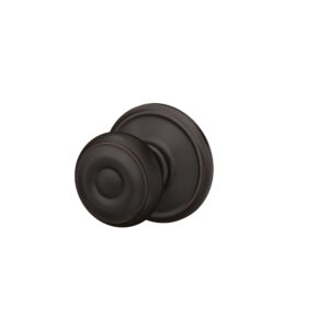 Schlage F40 GEO 716 Georgian Door Knob, Bed & Bath Privacy Lock, Aged Bronze