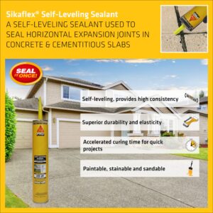 Sikaflex Self Leveling Sealant, Sandstone, Polyurethane with an Accelerated Curing Capacity for Sealing Horizontal Expansion Joints in Concrete, 29 fl. oz Cartridge