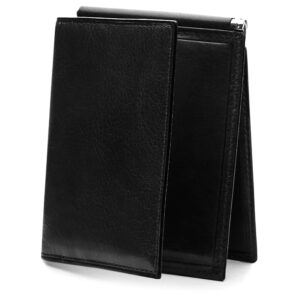 bosca men's wallet, old leather money clip with pocket, black