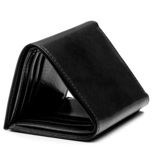 Bosca Men's Wallet, Old Leather Double I.D. Tri Fold Wallet with RFID Blocking, Black