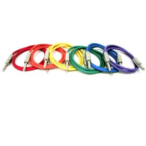 GLS Audio 6ft Patch Cable Cords - 1/4" TRS to 1/4" TRS Color Cables - 6' Balanced Snake Cord - 6 PACK