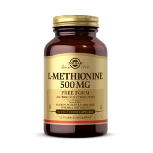 solgar l-methionine 500 mg, 90 vegetable capsules - antioxidant promoter - supports fat metabolism - vegan, gluten free, dairy free, kosher - 90 servings