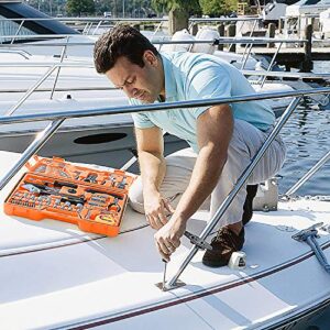 Great Neck MS125 125-Piece Marine Tool Set, Versatile Boat Tool Kit, Water Resistant Marine Tool Kit Case, Emergency Marine Tool Kit For Boats, Chrome Plated