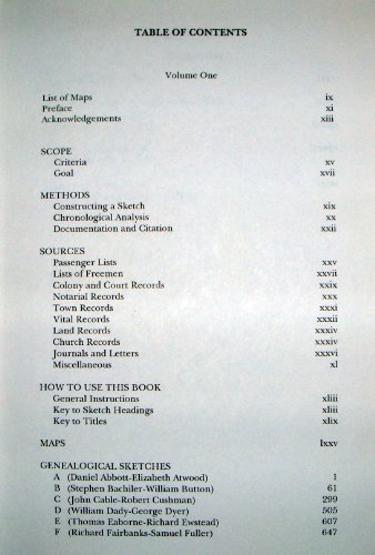 THE GREAT MIGRATION BEGINS: IMMIGRANTS TO NEW ENGLAND, 1620-1633: VOL. I: A - F + VOL. II: G - O + VOL. III: P - W. 3 vols.