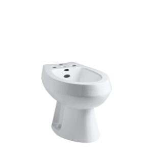 KOHLER 83296 San Tropez Front and Vertical Spray Bidet with 4 Faucet Holes, White