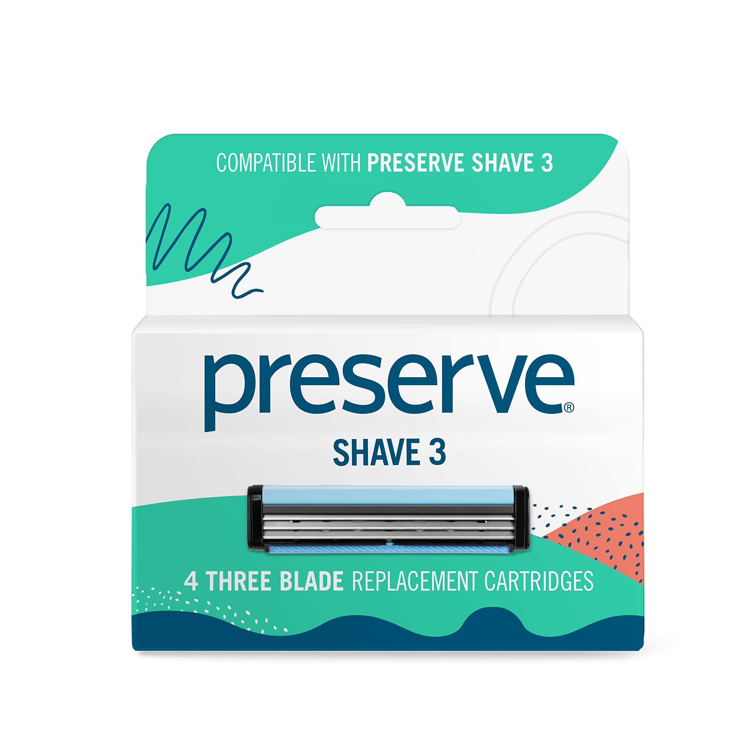 Preserve Shave 3 Replacement Cartridges for Preserve Shave 3 Razor, 4 Count