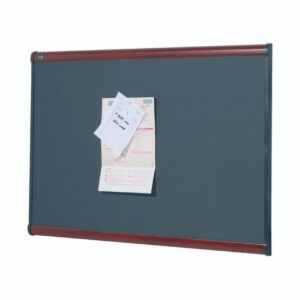 Quartet Prestige Grey Diamond Mesh Fabric Bulletin Board, 4 x 3 Feet, Mahogany Finish Frame (B444M)