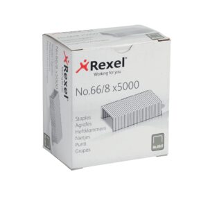 Rexel No.66/8 mm Heavy Duty Staples, for Stapling up to 40 Sheets, Use with The Rexel Giant and Goliath Staplers, Box of 5000, 6065,Silver