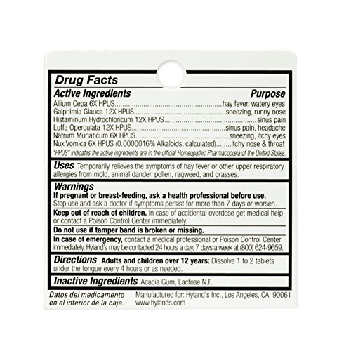 Allergy Pills by Hyland's, Non Drowsy Seasonal Allergy Relief, Safe and Natural for Indoor & Outdoor Allergies, 60 Quick Dissolving Tablets