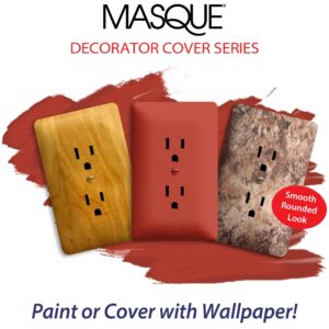 Taymac 2000W Masque 2000 1-Gang Decorator Style Wallplate, Paintable Duplex Outlet Cover, White (1-Pack)