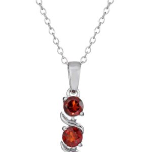 Amazon Essentials womens Sterling Silver Genuine Garnet Pendant Necklace, 18" (previously Amazon Collection)