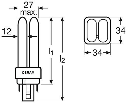 OSRAM 012230 - DULUX D/E 26W/827 G24Q-3 FS1 Double Tube 4 Pin Base Compact Fluorescent Light Bulb