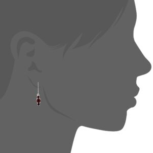 Amazon Essentials Sterling Silver Genuine Garnet 5mm and 3mm Three Stone January Birthstone Leverback Dangle Earrings (previously Amazon Collection)